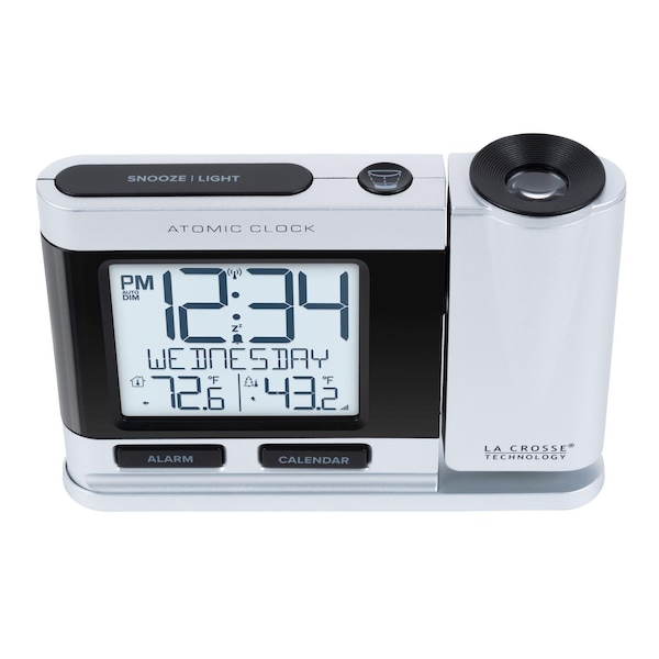 La Crosse Technology La Crosse Technology 2.5 in. Silver Atomic Projection Alarm Clock LCD Plug-In - 616-1410