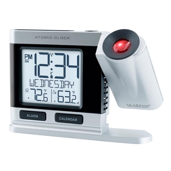 La Crosse Technology La Crosse Technology 2.5 in. Silver Atomic Projection Alarm Clock LCD Plug-In - 616-1410