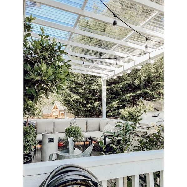 Ejoy 72 in. L x 21 in. W Corrugated Polycarbonate Plastic Trapezoid Clear Roofing Panel - PVCROOFSHEET_TRAPEZOIDCLEAR_1PC