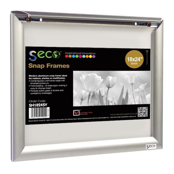 Seco 18 x 24 in. Front Load Easy Open Snap Poster-Picture Silver Anodized Aluminum Frame - SE475932