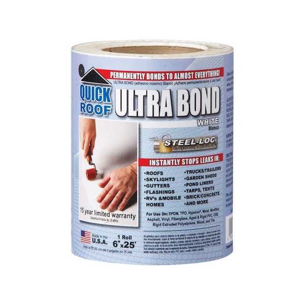 Quick Roof Quick Roof Ultra Bond 6 in. W X 25 ft. L Tape Self-Adhesive Roof Repair White - UBW625