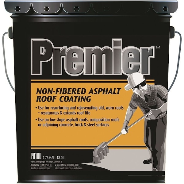 Henry Henry PR100070 Asphalt Roof Coating, Black, 4.75 gal Pail - PR100070