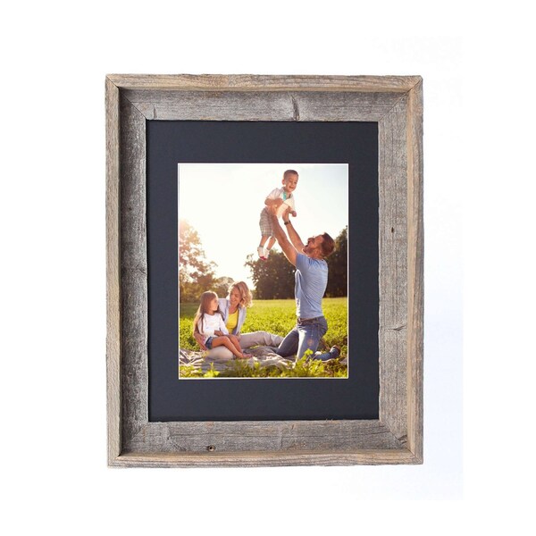 Barnwoodusa Rustic Signature Reclaimed 16x20 Wood Picture Frame (11x14 Black Mat) - 672713211730