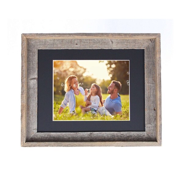 Barnwoodusa Rustic Signature Reclaimed 16x20 Wood Picture Frame (11x14 Black Mat) - 672713211730