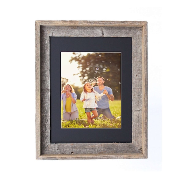 Barnwoodusa Rustic Signature Reclaimed 16x20 Wood Picture Frame (11x14 Black Mat) - 672713211730