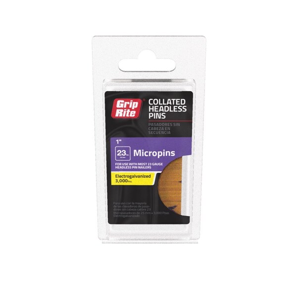 Grip-Rite Grip-Rite 1 in. L X 23 Ga. Straight Strip Electro Galvanized Micro Pins 3000 pk - GR1PIN