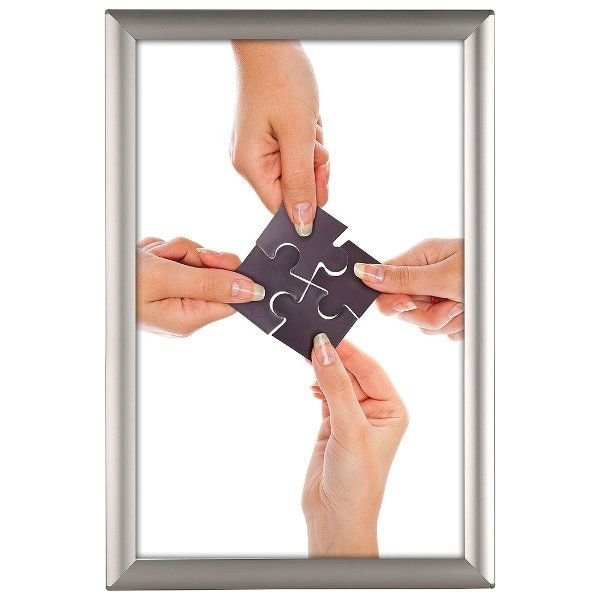 M&T Displays Opti Frame 11 in. X 17 in. Poster Size 1 in. Slvr Color Profile, Mitred Corner, w/out Back Support - UCP255N017X2990
