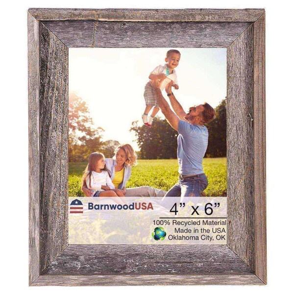 Barnwoodusa Rustic Signature Reclaimed 4x6 Picture Frame (Nat. Weathered Gray) - 672713210917