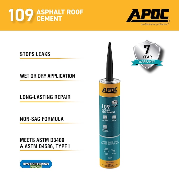 Apoc APOC Black Asphalt Roof Cement 10 oz - AP-1099