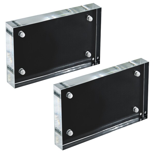 Azar Displays Black Acrylic Block with Metal Back Plate 4.5 in. X 3 in., 2PK - 104663-BLK-2PK