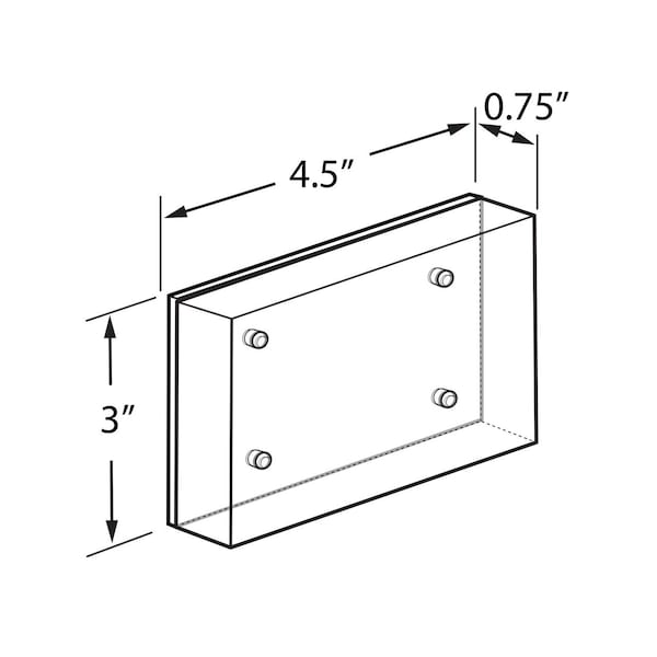 Azar Displays Black Acrylic Block with Metal Back Plate 4.5 in. X 3 in., 2PK - 104663-BLK-2PK