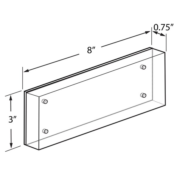 Azar Displays Black Acrylic Frame Block with Metal Back Plate 3 in. X 8 in., 2PK - 104662-BLK-2PK