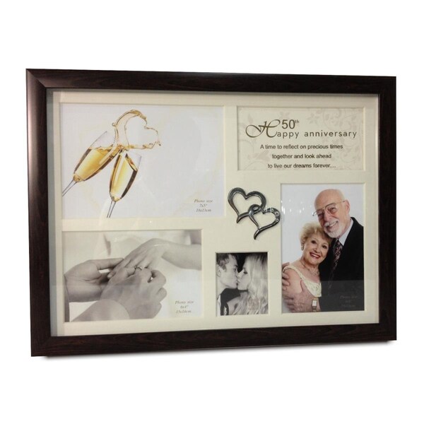 Jiallo 50th Anniversary Collage Photo Frame with Double Heart Icon - 64857