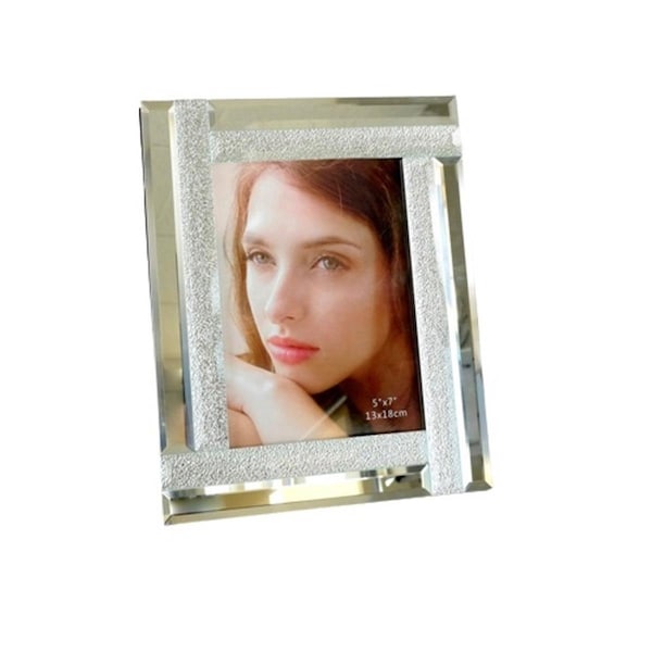 Jiallo 5 x 7 in. Mirrored Photo Frame, Silver - EGV10-329