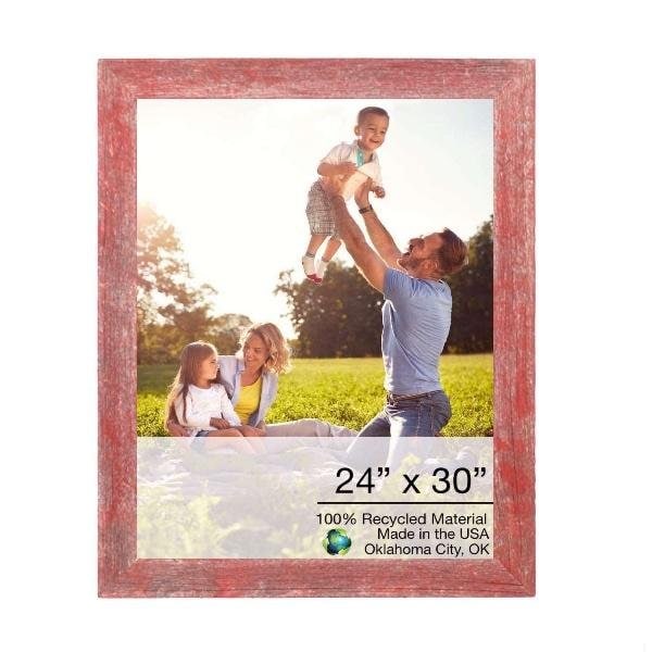 Homeroots 24 x 30 in. Rustic Farmhouse Red Wood Picture Frame - 386550