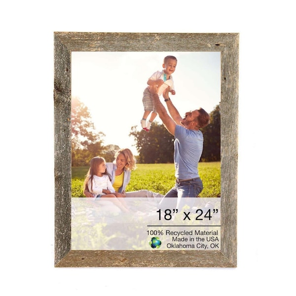 Homeroots 18 x 24 in. Rustic Farmhouse Gray Wood Picture Frame - 386521