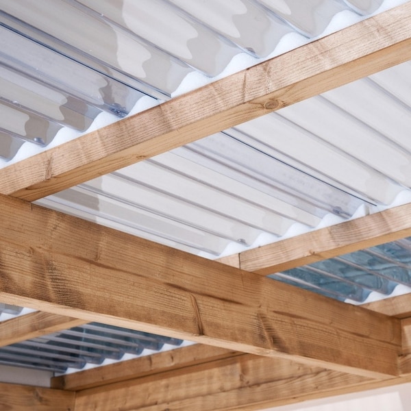 Ejoy 20in W x 72in L Polycarbonate Roof Panel in Clear, 10PK - 72X20WAVYROOFPANEL_10PC