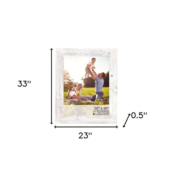 Homeroots 20 x 30 in. Rustic Farmhouse White Wash Wood Picture Frame - 386541