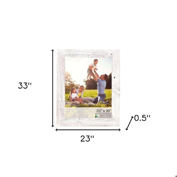 Homeroots 20 x 30 in. Rustic Farmhouse White Wash Wood Picture Frame - 386541