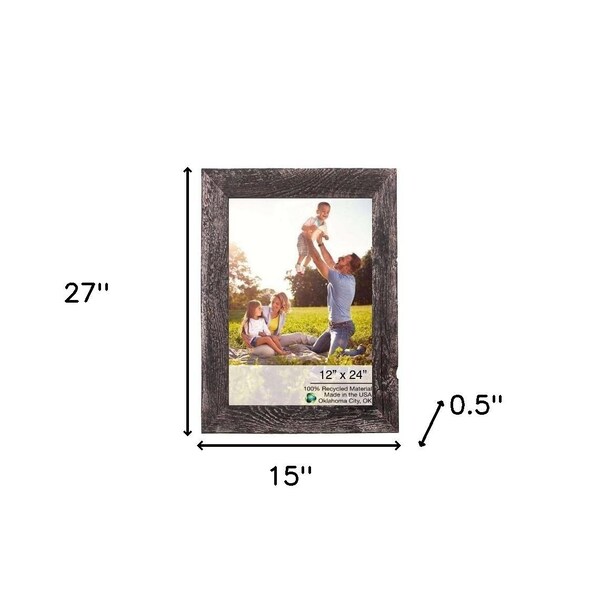 Homeroots 12 x 24 in. Rustic Farmhouse Rustic Black Wood Picture Frame - 386509
