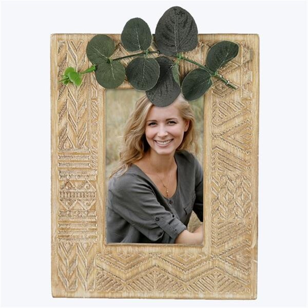 Youngs 4 x 6 in. Wood Carved Photo Frame with Artificial Leaves - 20850