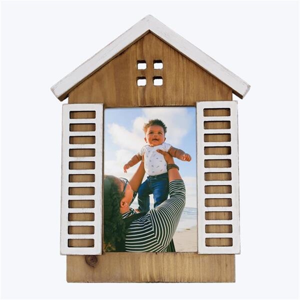 Youngs 4 x 6 in. Wooden House Photo Frame with Shutters - 61711