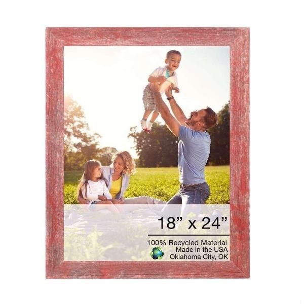 Homeroots 18 x 24 in. Rustic Farmhouse Red Wood Picture Frame - 386524