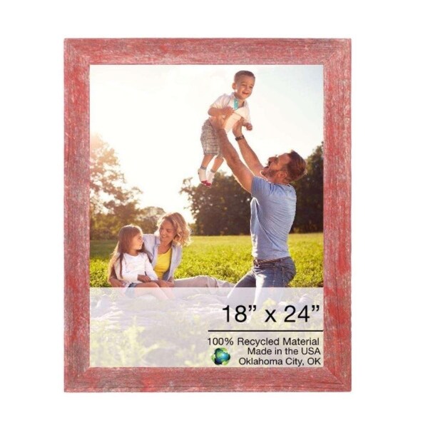 Homeroots 18 x 24 in. Rustic Farmhouse Red Wood Picture Frame - 386524