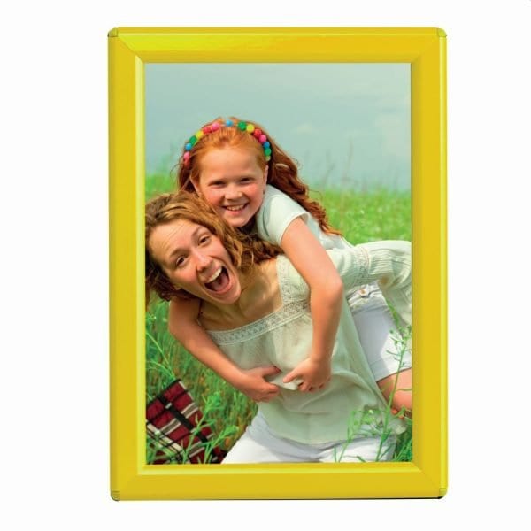 M&T Displays Opti Frame 5 in. X 7 in. Poster Size 0.55 in. Yllw RAL 1021 Profile, Mitred Corner, w/Bck Support - UCP145Y157X2990