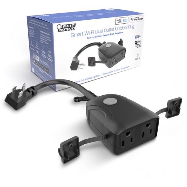 Feit Electric Feit Smart Home Commercial and Residential PVC Outdoor Smart-Enabled Dual Outlet Outdoor Plug 3R - PLUG/WIFI/WP
