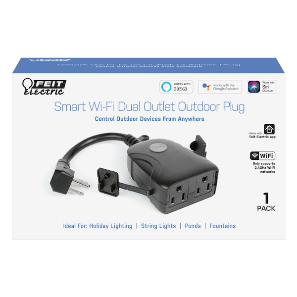 Feit Electric Feit Smart Home Commercial and Residential PVC Outdoor Smart-Enabled Dual Outlet Outdoor Plug 3R - PLUG/WIFI/WP