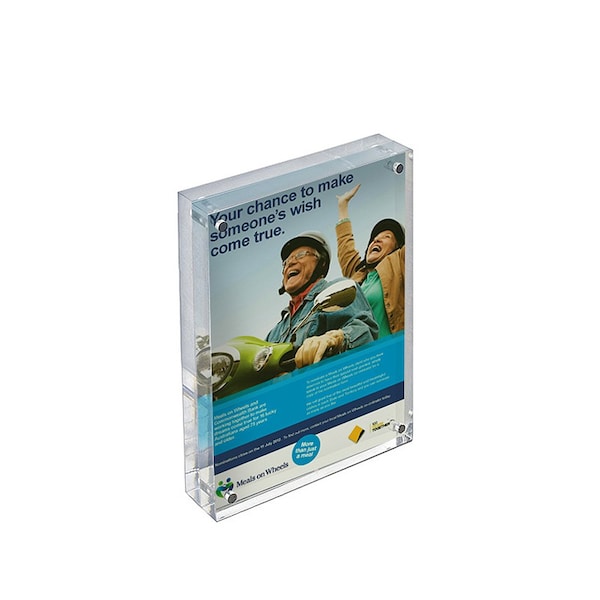 Azar Displays Clear Acrylic Magnetic Photo Block Frame Set with TWO 5x7 size Frames - 104434-2PK-GS