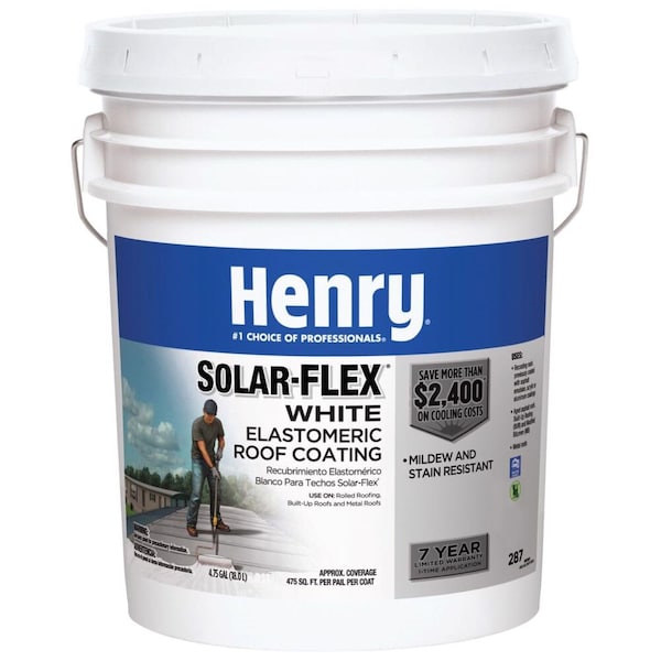Henry Solarflex 287 Henry SolarFlex 287 Smooth White Elastomeric Roof Coating 475 gal - HE287SF073