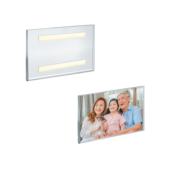 Azar Displays Clear Acrylic Wall Artwork and Photo Frame with Tape 7'' W X 5'' H - Portrait / Vertical, 2PK - 122028-GS-2PK