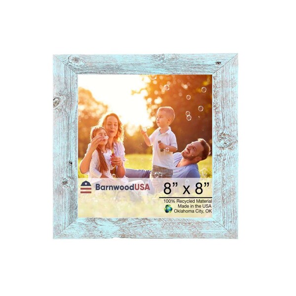 Barnwoodusa Rustic Farmhouse Reclaimed 8x8 Picture Frame (Robins Egg Blue) - 672713218982