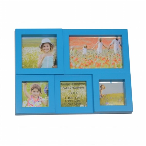 Purely Pecan 11.5 in. Blue Multi Sized Puzzled Photo Picture Frame Collage Wall Decoration - 32013904