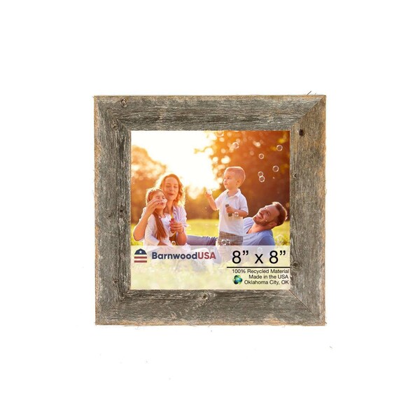 Barnwoodusa Rustic Farmhouse Reclaimed 8x8 Picture Frame (Weathered Gray) - 672713216568