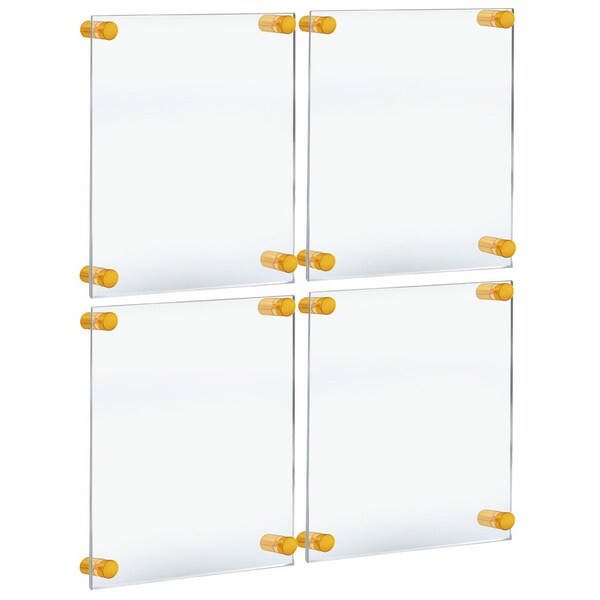 Azar Displays Floating Acrylic Gallery Wall Set of Four Floating Frames, Gold, 11 in. x 17 in. Graphic Size, 4PK - 105508-GLD-4PK