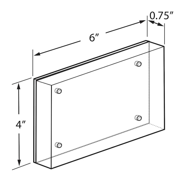Azar Displays Black Acrylic Block with Metal Back Plate 4 in. X 6 in., 2PK - 104666-BLK-2PK