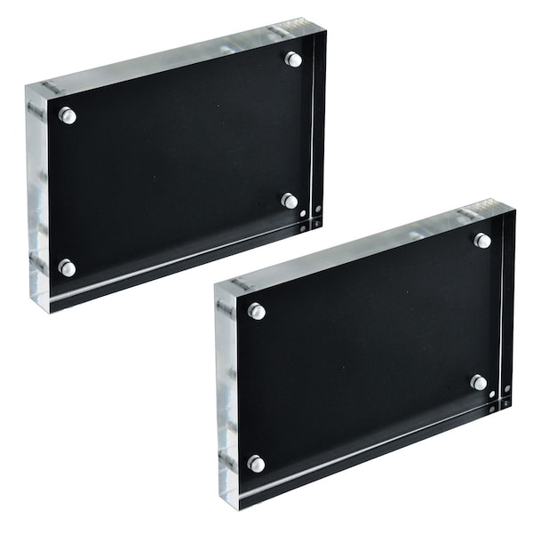Azar Displays Black Acrylic Block with Metal Back Plate 4 in. X 6 in., 2PK - 104666-BLK-2PK