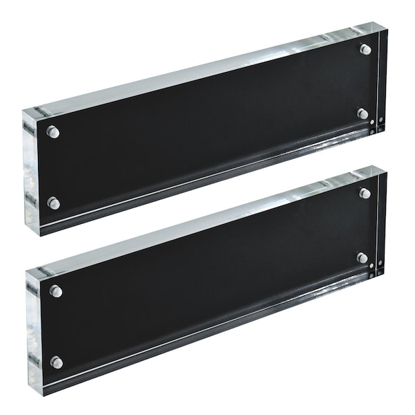 Azar Displays Black Acrylic Block with Metal Back Plate 3 in. X 11 in., 2PK - 104664-BLK-2PK