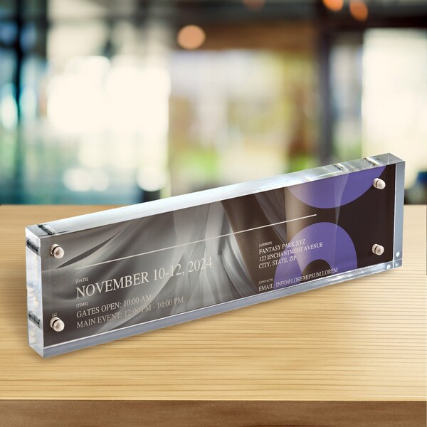 Azar Displays Black Acrylic Block with Metal Back Plate 3 in. X 11 in., 2PK - 104664-BLK-2PK