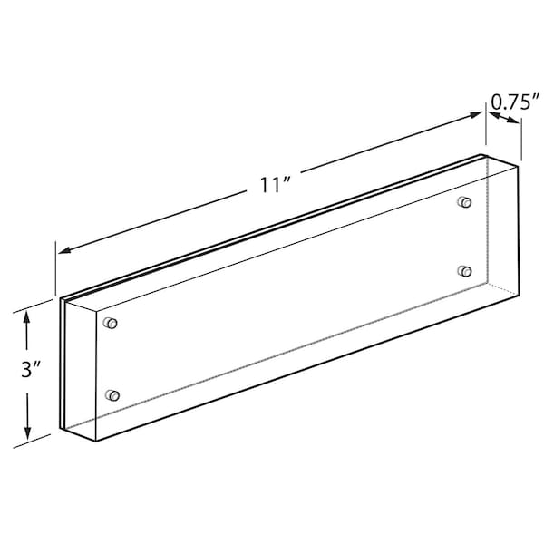 Azar Displays Black Acrylic Block with Metal Back Plate 3 in. X 11 in., 2PK - 104664-BLK-2PK