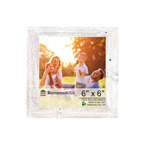 Barnwoodusa Rustic Farmhouse Reclaimed 6x6 Picture Frame (White Wash) - 672713219095