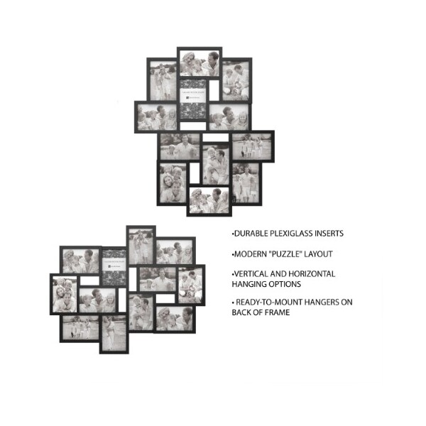 Hastings Home Collage Picture Frame with 12 Openings 4x6 Photos Wall Hanging Multiple Photo Frame Display (Black) - 703545SKF