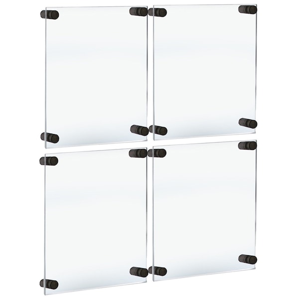 Azar Displays Floating Acrylic Gallery Wall Set of Four Floating Frames, Black, 8.5 in. x 11 in. Graphic Size, 4PK - 105514-BLK-4PK