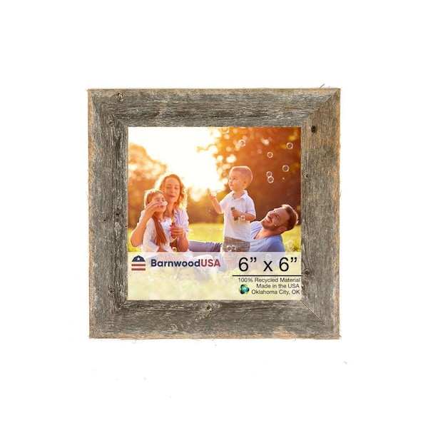 Barnwoodusa Rustic Farmhouse Reclaimed 6x6 Picture Frame (Weathered Gray) - 672713212638