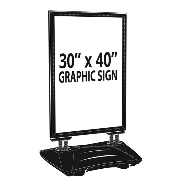 Azar Displays Large Indoor/Outdoor Weighted Aluminum Two Sided Sidewalk Frame and Curb Sign Holder 30''W X 40''H - 300248