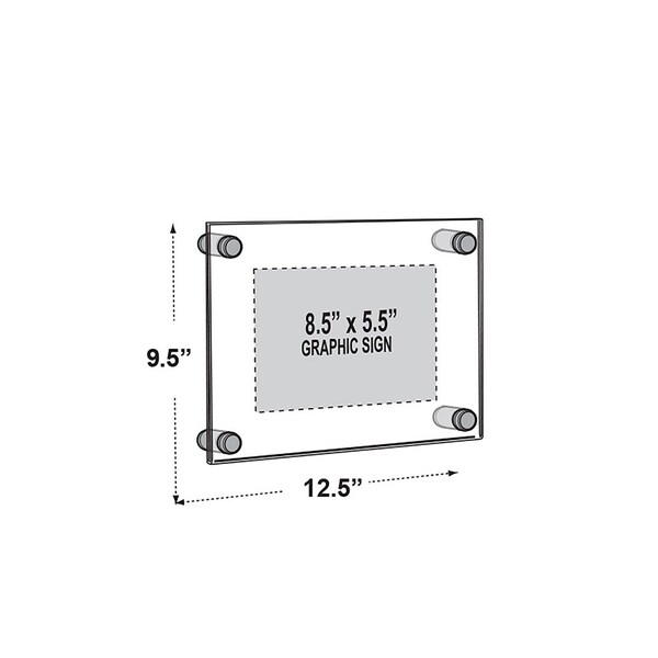 Azar Displays Floating Acrylic Wall Frame with Gold Stand Off Caps - 105511-GLD