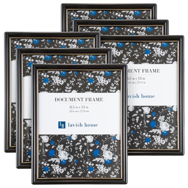 Lavish Home Lavish Home 82-FR8511B 8.5 x 11 in. Picture Frame; Black - Set of 6 - 82-FR8511B